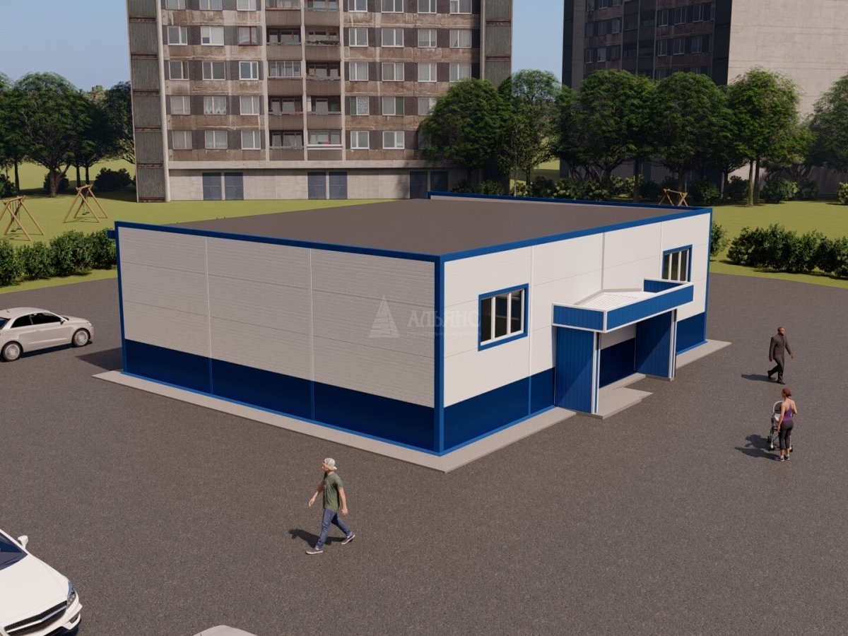 3D визуализация Магазин из сэндвич-панелей - фото 1