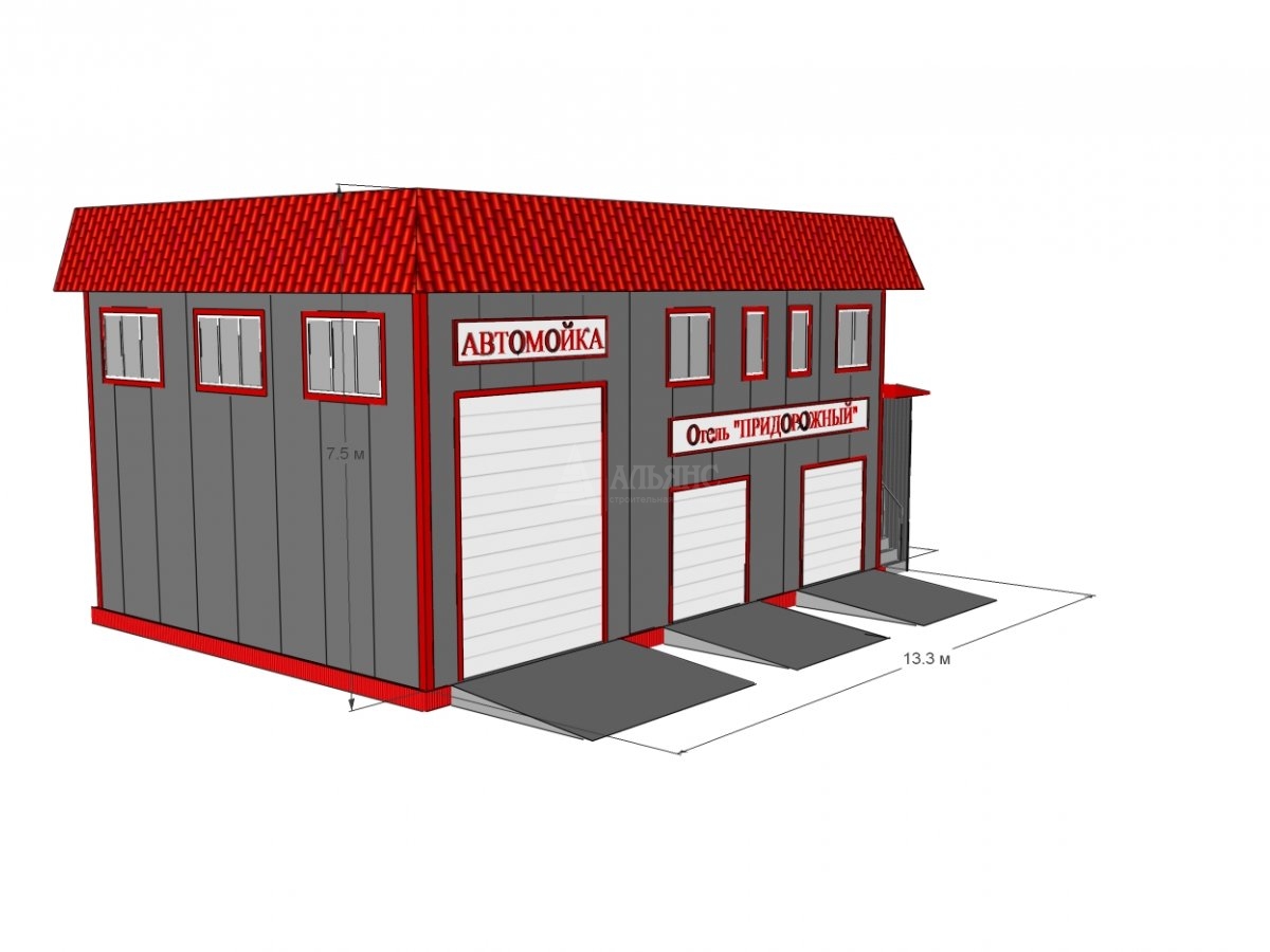 3D визуализация СТО из сэндвич-панелей - фото 8