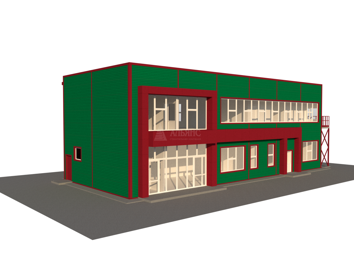 3D визуализация Торгово-офисное здание из сэндвич-панелей - фото 4